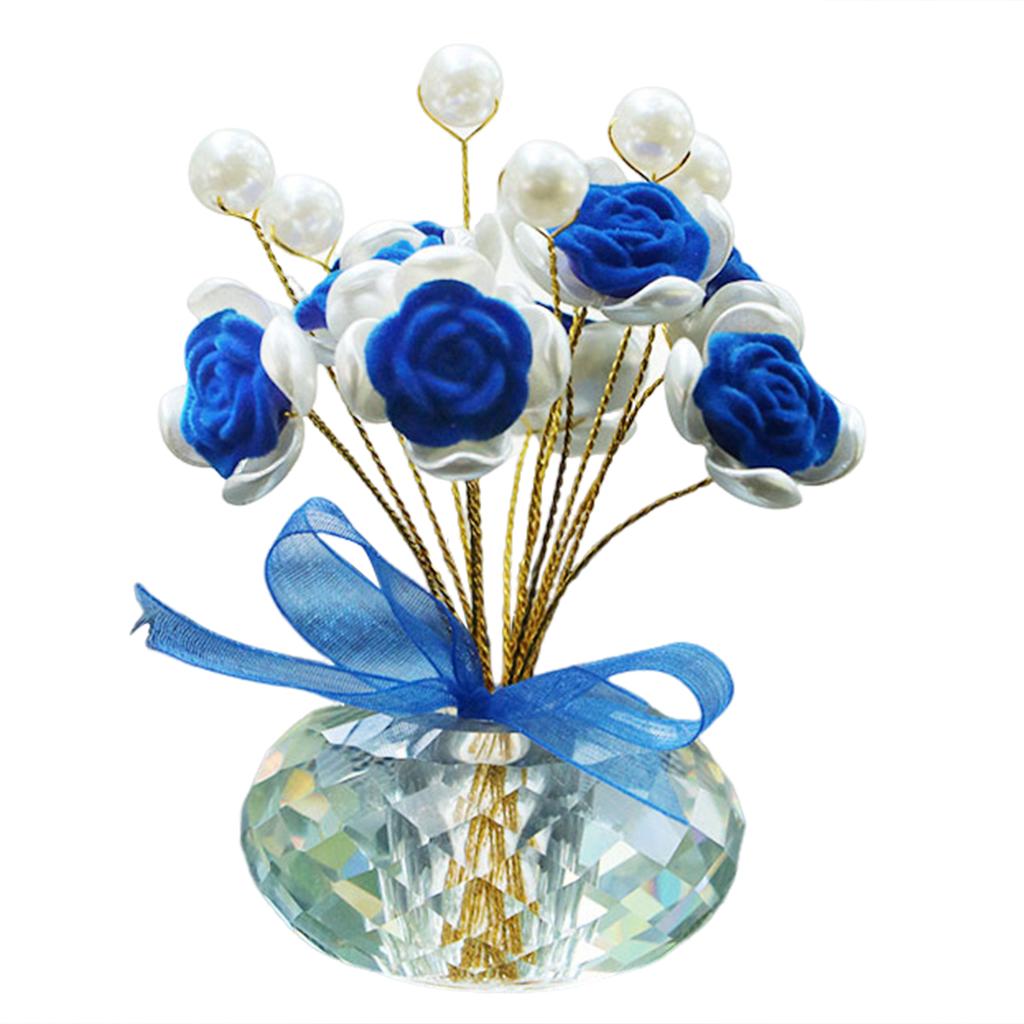 Car Dashboard Decor Ornament,Handcrafted Flocking Rose Flower Ornament,Multifunctional Car Home/Office Ornaments For Car Decor