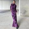 Mesh Print Women Maxi Dress Turtleneck Full Sleeve Bodycon Autumn Trendy Hipsters High Street Party Y2K Attirewear
