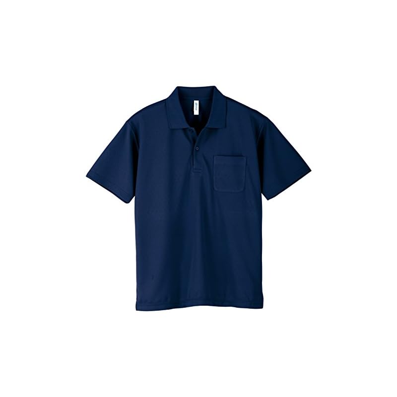 [Glimmer] UV Protection, Sweat-Wicking, Quick-Drying Dry Mesh Polo Shirt (with Pocket) Navy L
