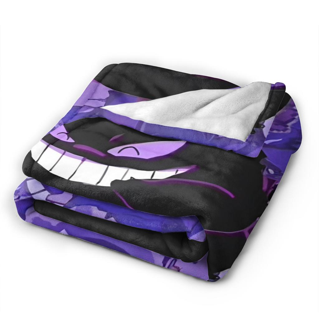Anime Gengar Dark Pattern Blankets Quality Warm Pokemoned Throw Blanket Spring Decorative Bedroom Print Bedspread