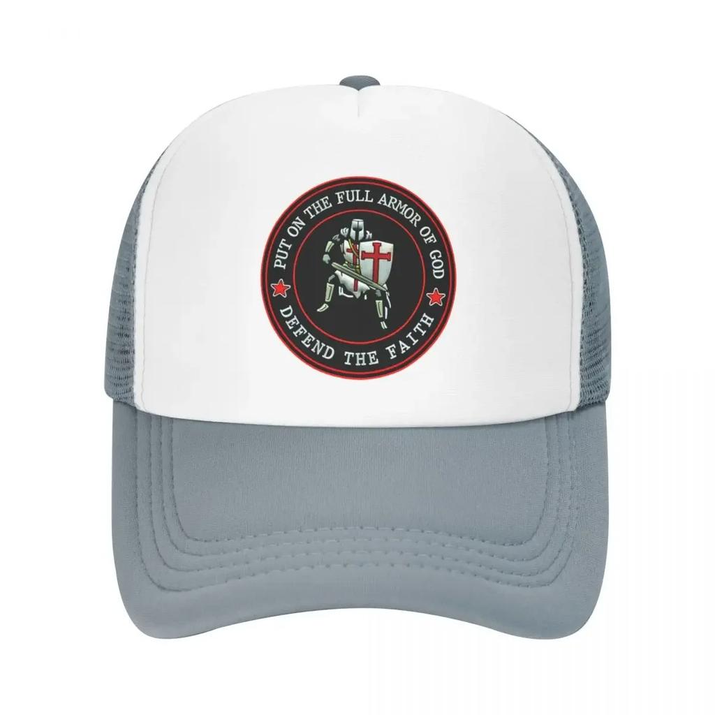 Custom Christian Knight Defend The Faith Trucker Hat Adjustable Adult Knights Templar Crusader Baseball Cap Outdoor Dad Hat