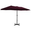 Double Sun Umbrella with Aluminum Pole 460 X 270 Cm Burgundy Red