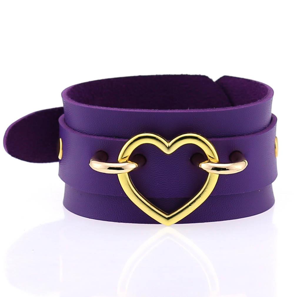 Purple Goth Bracelets For Women Punk Boho Emo Spike Rivets Pu Leather Charm Bracelet Cuff Bangles Festival Jewelry Party Gifts