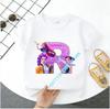 K Pop Demon Huntersd Children's Short-Sleeved Girls' Casual Shirt - Summer Pure Polyester T-Shirt with Letter A-Z Cartoon Print