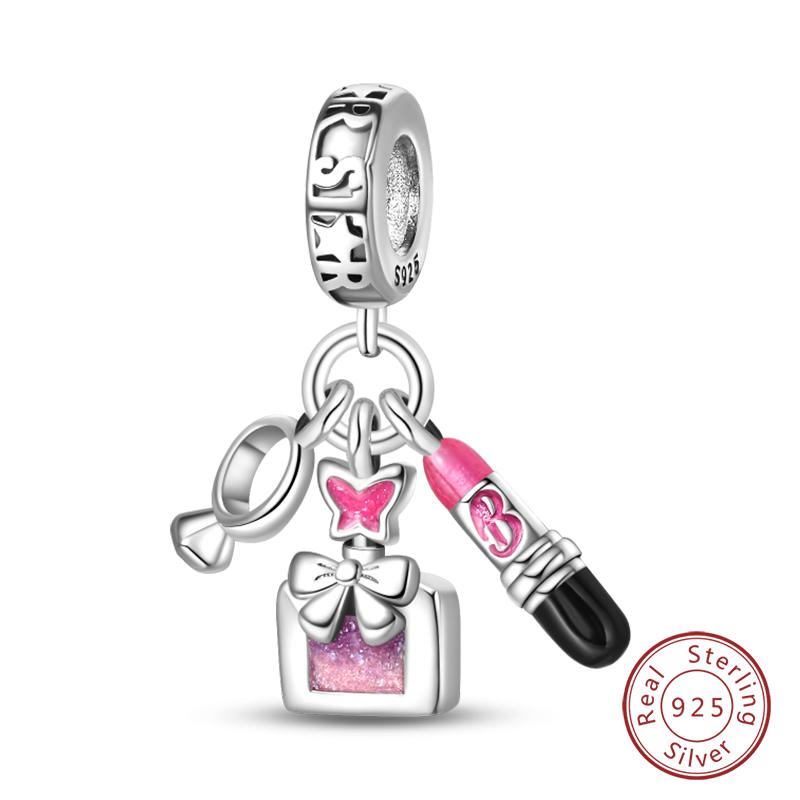 100% Kupfer Mode High Heels Lippenstift Kamera Life Serie Charms Perlen Passend für Qikaola Original Armbänder DIY Schmuck