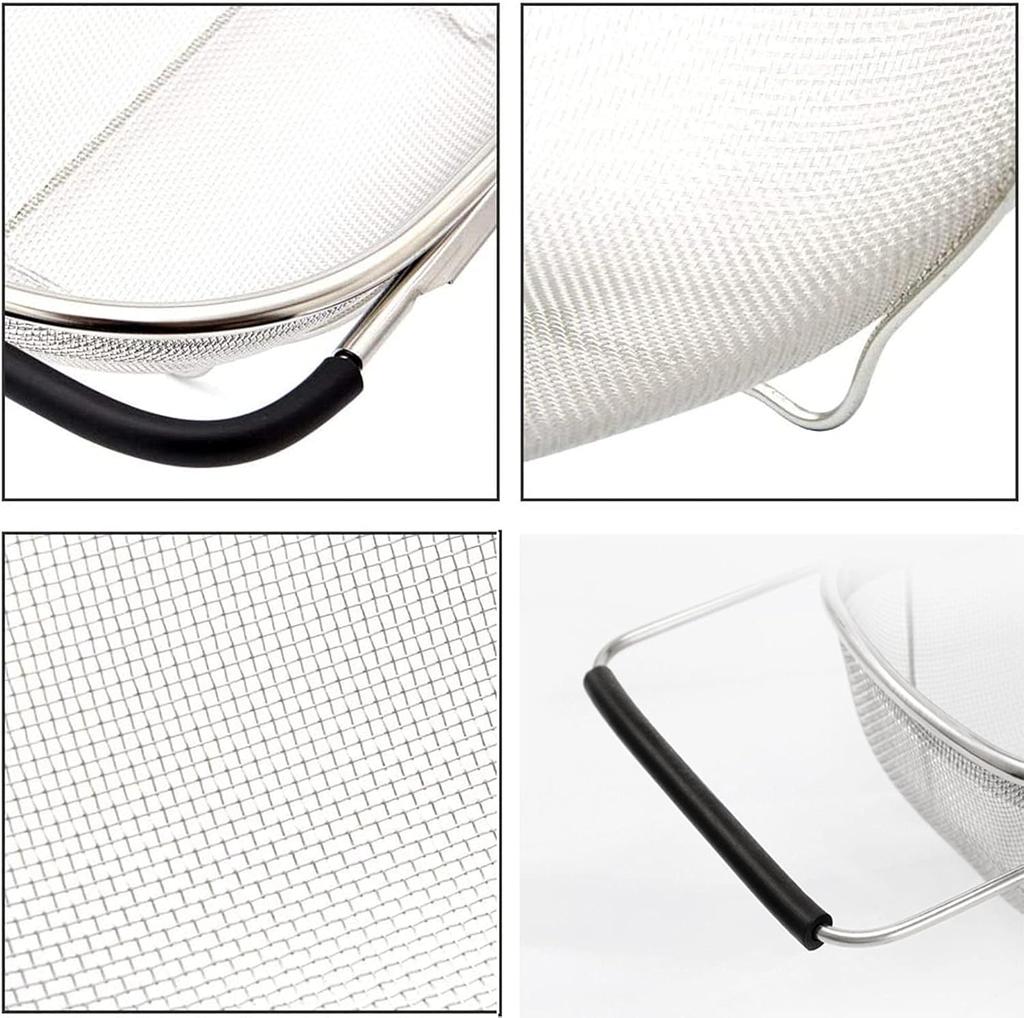 Over Sink Colander 6QT Stainless Steel Fine Mesh Strainer with Expandable Rubber Handles