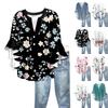 Summer Tops For Women Cute V Neck 3/4 Sleeve Blouses Floral Print Top Casual Shirts