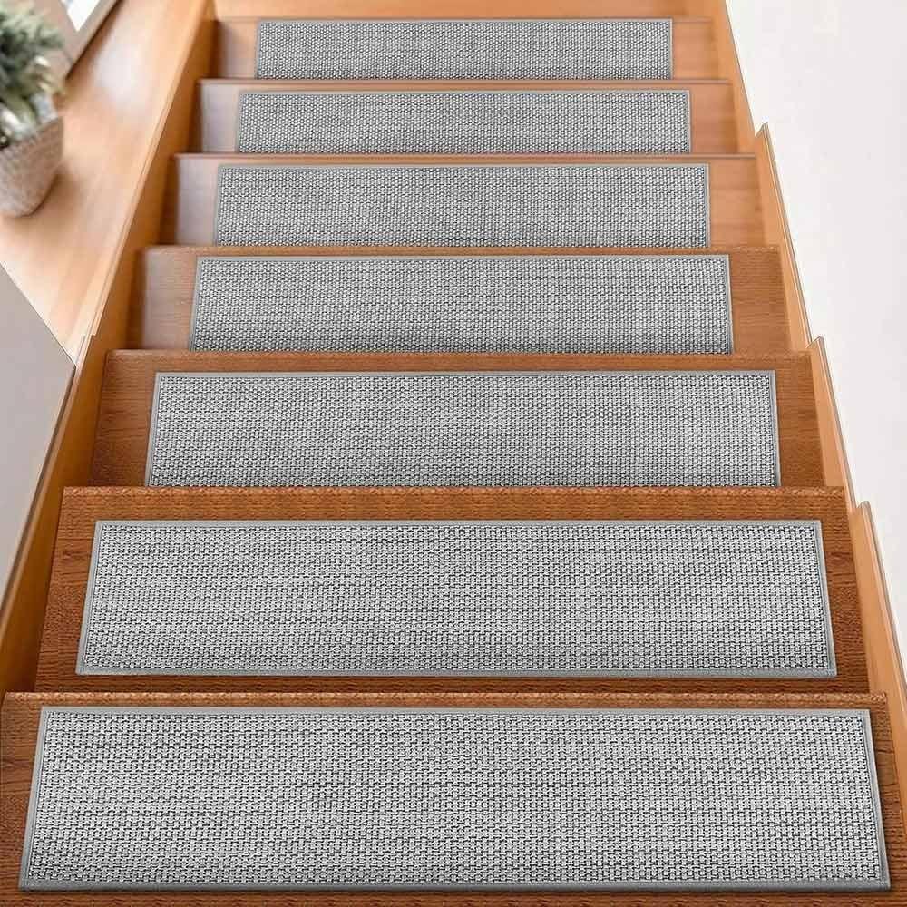 Creative Imitation Linen Stair Treads Non-Slip Washable Floor Mat Water Absorption Noiseproof Stair Carpet Household Use