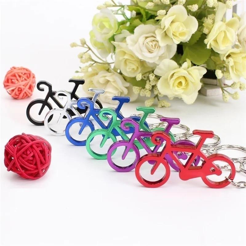 1Pcs/ Set Wholesale Mini Muilti Colors Bicycle Shaped Bottle Opener Keychain Pendant Gift Car Repair Tool Outdoor Bike Accessory