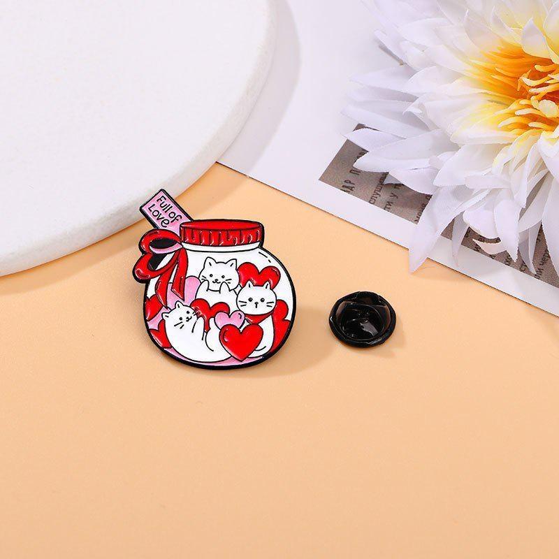 Cute Kitten Anime Pattern Brooch Cartoon Enamel Needle Love Couple Clothing Backpack Accessories