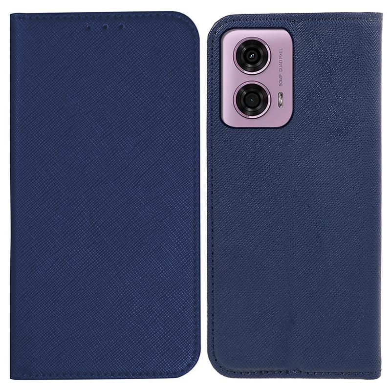 

For Motorola Moto E14 4G/G04 4G/G04s 4G/G24 4G Magnetic Phone Shell Wallet PU Leather Cell Phone Case Dark Blue