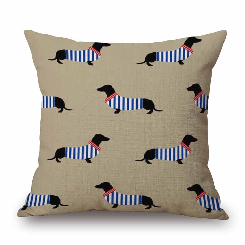Hand Painting Dachshund Posters Cushion Covers Rose Flower Sausage Dog Keep Calm And Hug Pillowcase Decorative Pillows For Sofa