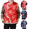 Stand Collar Sleeveless Disc Buckles Furry Trim Tang Suit Vest Men Winter Chinese New Year Tang Suit Waistcoat Outerwear