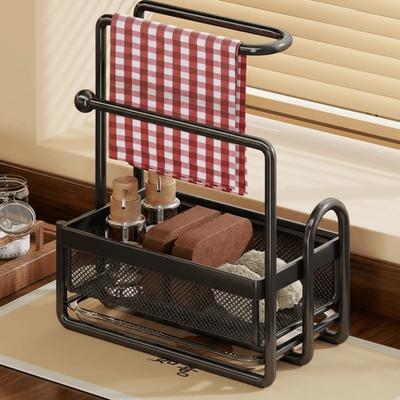 Multi-Function Metal Frame Sink Organizer Rack Layered Sturdy Kitchen Organizer with Water Tray Drying Rack Bathroom