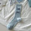 Ballet Style Solid Color Bow Mid Tube Socks Summer Cotton Lightweight Breathable Fashionable Soft Comfortable Casual Women Socks