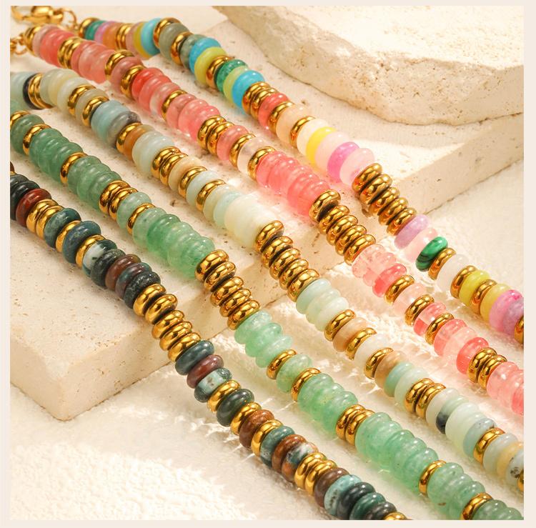 Hande-made Y2K Beaded Colorful Natural Stone Bracelet for Women, Waterproof Healing Yoga Healthy Spiritual Bracelet