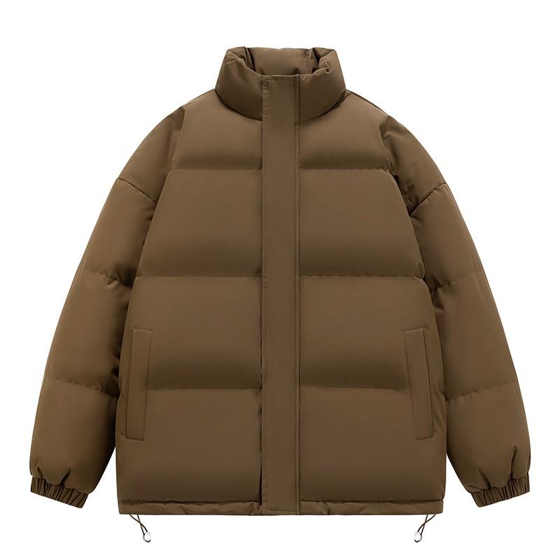 Unisex Oversized Puffer Jacket Winter Warm Cotton Coat Stand Collar Loose Fit Streetwear Outerwear