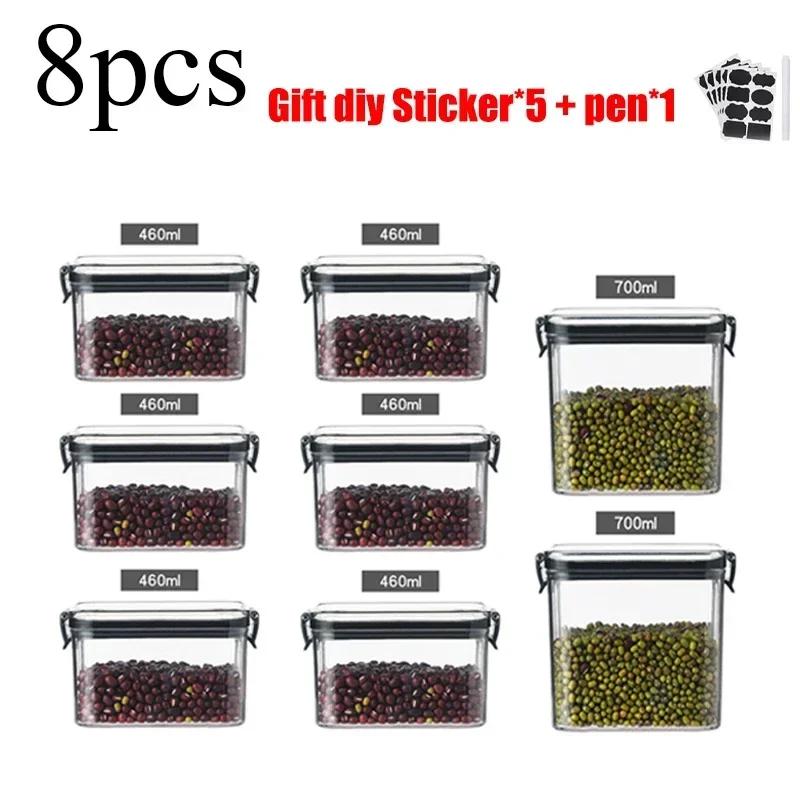 Food Storage Container Set Plastic Kitchen Refrigerator Noodle Breadbasket Sugar Flour Baking Supplies Pantry Organizer Set