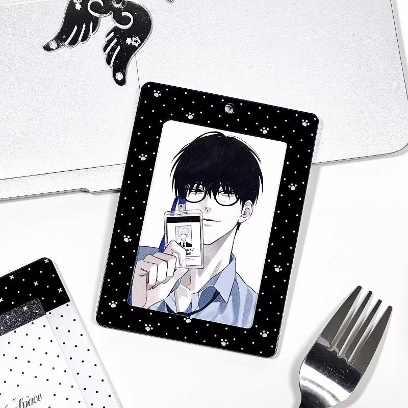 Akrylfotoram med prickar med hållare Retrostil Korthållare 3 tum Kpop Fotokort Skyddsfodral Fotokortsfickor Ny