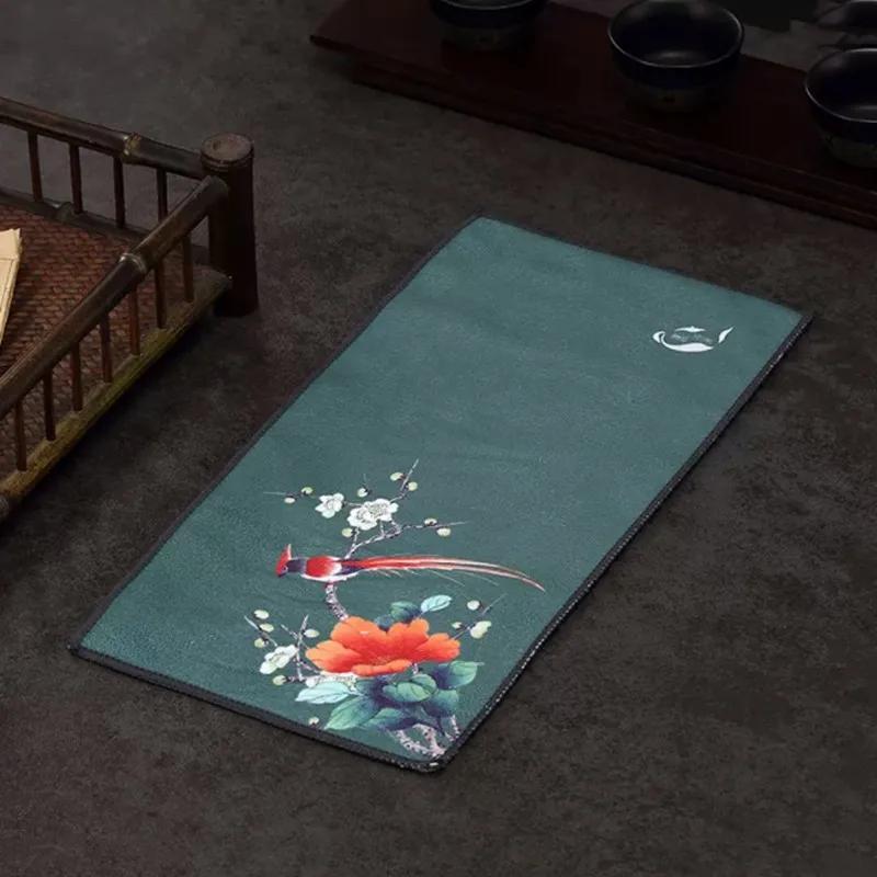 

High-grade Thickened Plush Absorbent Tea Towel Painted Zen Tea Cloth Special Tea Table Rag Home Cleaning Tools Kitchen Towel 36x17cm