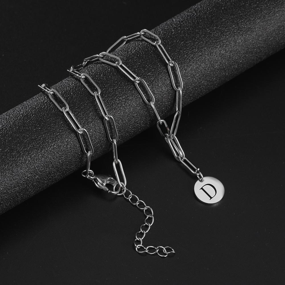 Initial A-Z Necklace Stainless Steel Jewelry for Women Men Necklace Alphabet Choker Paperclip Chains Birthday Christmas Gift