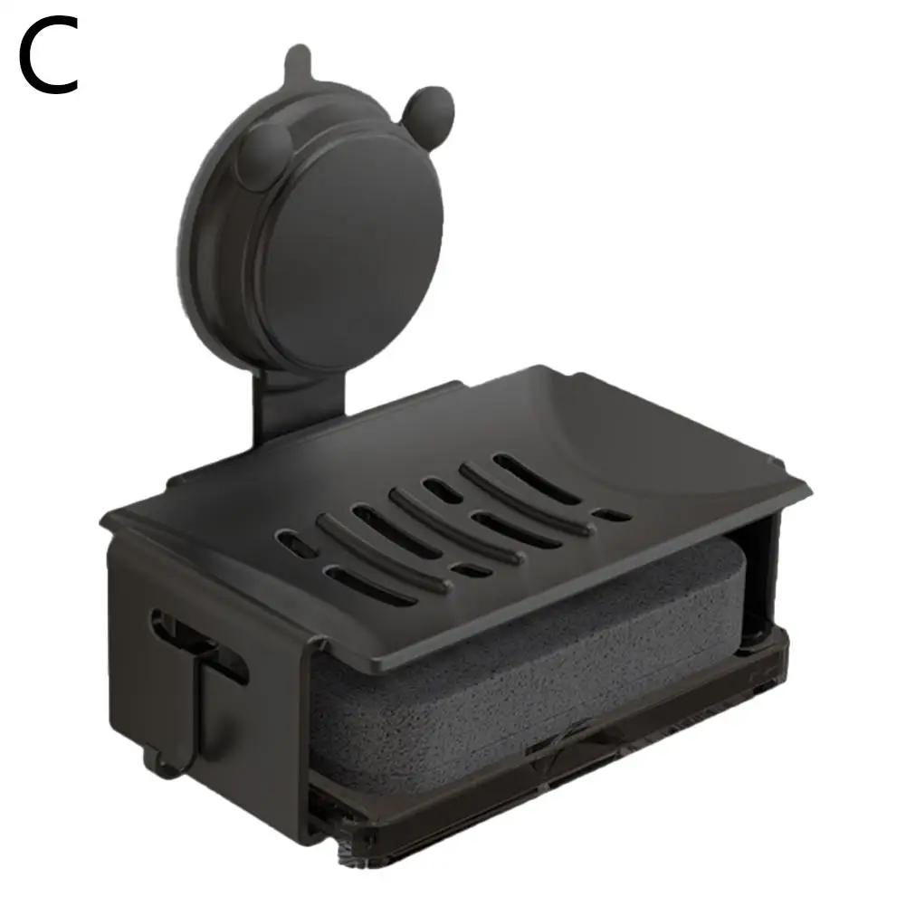 

Bathroom Soap Box Drain Soap Dishes Holder Double-layer Tray Soap Cup Accessories Dish Suction Bathroom U0W9 чёрный