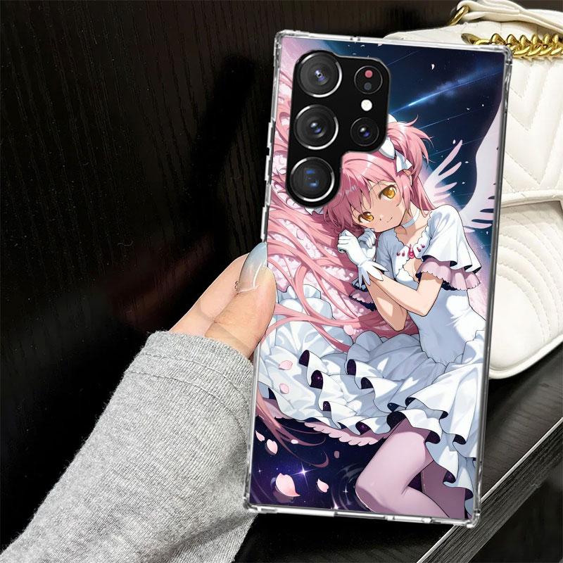 Madoka Magica Anime Case for Samsung Galaxy S25 S24 S23 S22 Ultra Soft Phone Cover S25 Edge S21 Plus S20 FE S10 + Black Cover