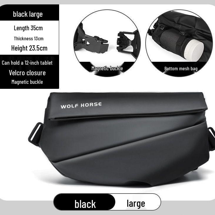 Men's Trendy Large Capacity Crossbody Bag with Magnetic Buckle for Single Shoulder or Motorcycle Riding