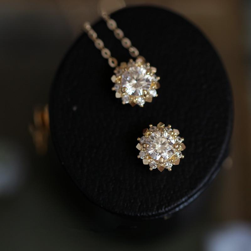 925 Sterling Silber Einfache Diamant Gold Kleine Sonne Anhänger Halskette Frauen Licht Luxus Hochzeit Schmuck Zubehör