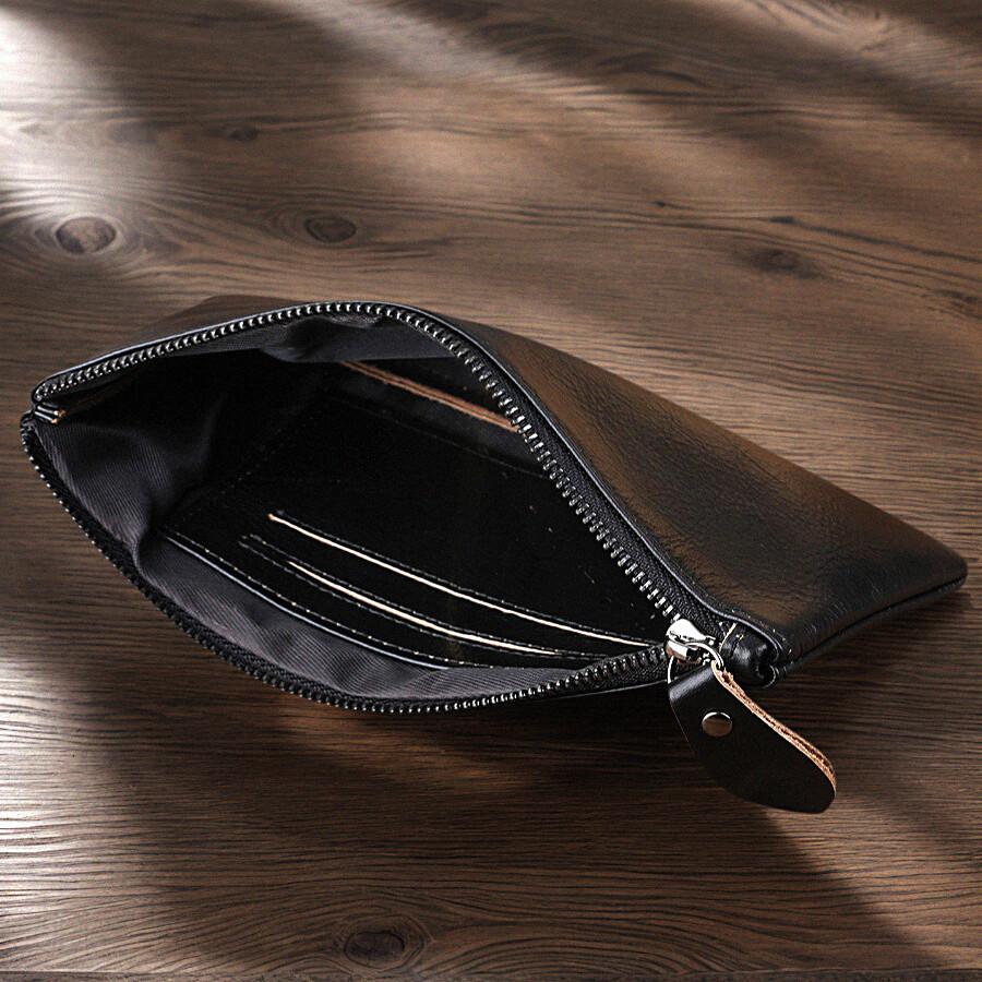 Ultra Thin Wallet Men's and Women's 6-inch Mobile Phone Bag Zipper Long Design Large Capacity Fashionable and Casual Top Layer Cowhide Clutch Bag