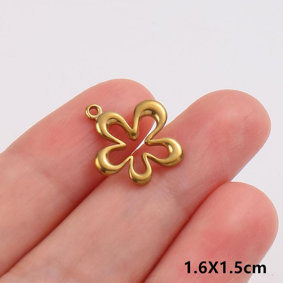 5pcs/Lot Exquisite Fashion Stainless Steel Hollow Flower Pendants For Jewelry Making Bracelets Necklace Plant Charm DIY Findings