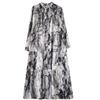 2025 Round Neck Long Sleeve Loose Skirt Women's Big Size Middle Aged Mom Dress