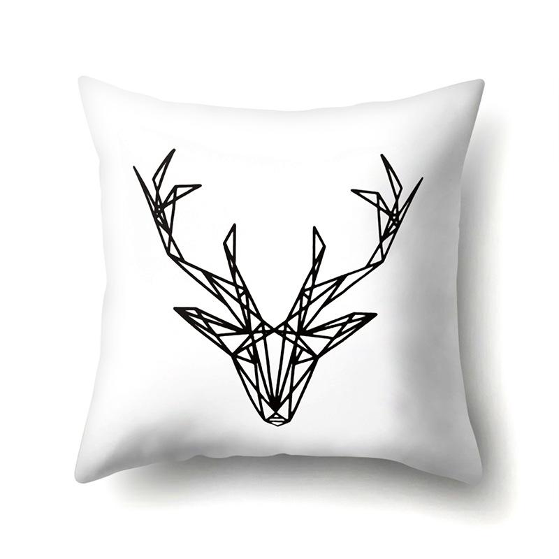Polyester Pillowcase Automobile Decoration Home Printed Deer Pillowcase Waist Cushion Cover Car Cushion Head Cushion Cover