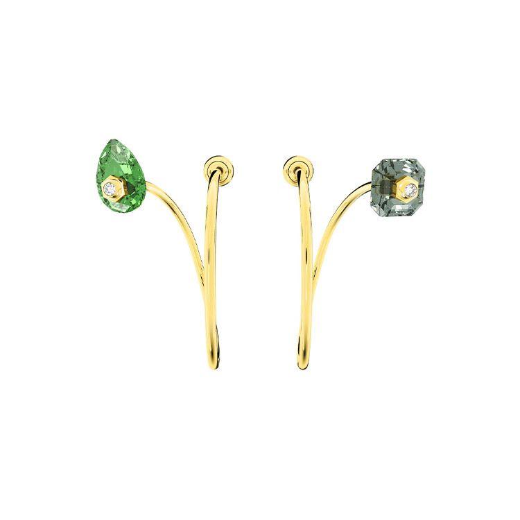 Swarovski Numina Water Drop Asymmetric Design Mixed Cut Sparkling Crystal Earrings Women earrings 5626077 Gold,F