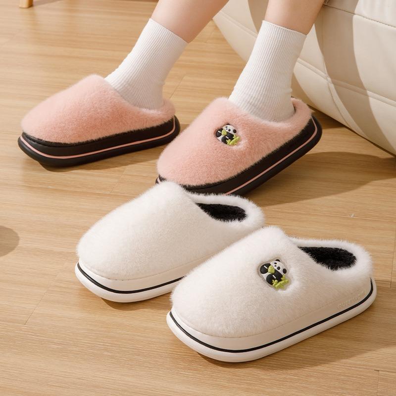 Home cotton slippers women's autumn and winter new indoor and outdoor wear thick bottom non-slip velvet warm cute fluffy slippers