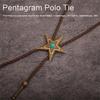 Classical Braided Leather Cord Bolo Tie with Metal Star Turquoises Pendant Western Vintage Necktie Shirt Collar Necklace