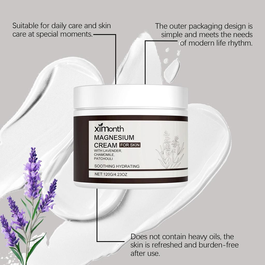 XIMONTH Body Care Magnesium Cream Gentle Nourishing Moisturizing After Sport Care Refreshing Skin Care Body Lotion