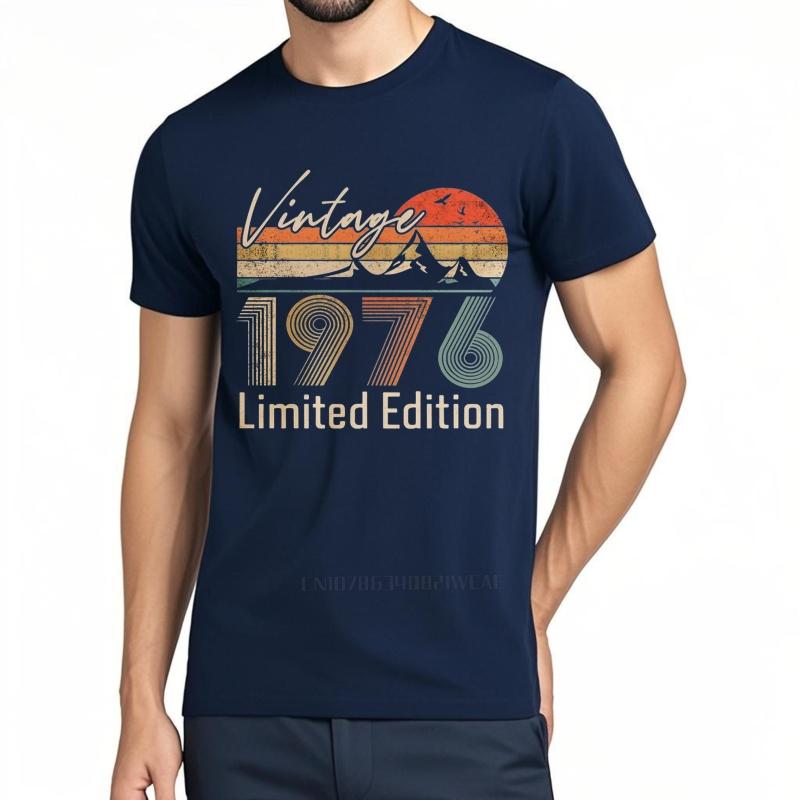 men brand tshirt Vintage summer Teenagers t shirt Vintage 1976 Limited Edition Mountain Sunset Short Sleeve Adult Oneck tops
