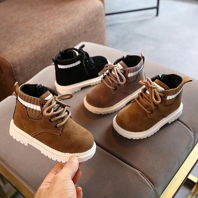 Zapatos de Invierno de Algodón para Niños Botas Martin Forradas Cálidas para Niños Botines Retro para Niñas Suela Suave Botas de Nieve