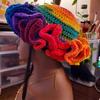 Handmade Knit Bucket Hat for Woman Weaving Ruffled Brim Bucket Hat Adult Teens Winter Cycling Fisherman Hat