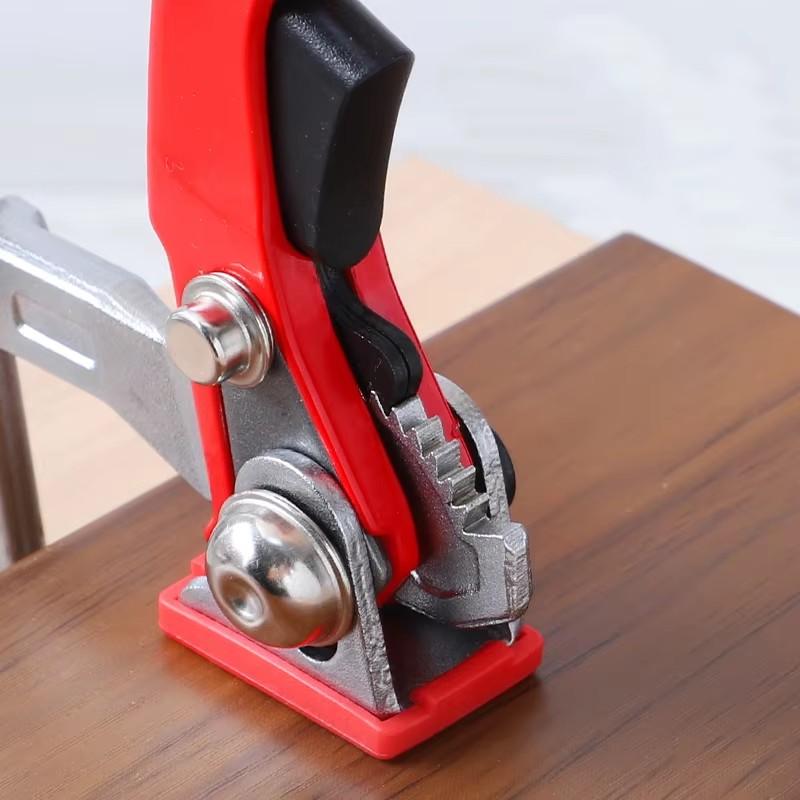 Ratchet Handle Woodworking Bench Clamp, Secure Desktop Hold-Down for 16-28mm Holes, Sturdy Quick-Release Tool