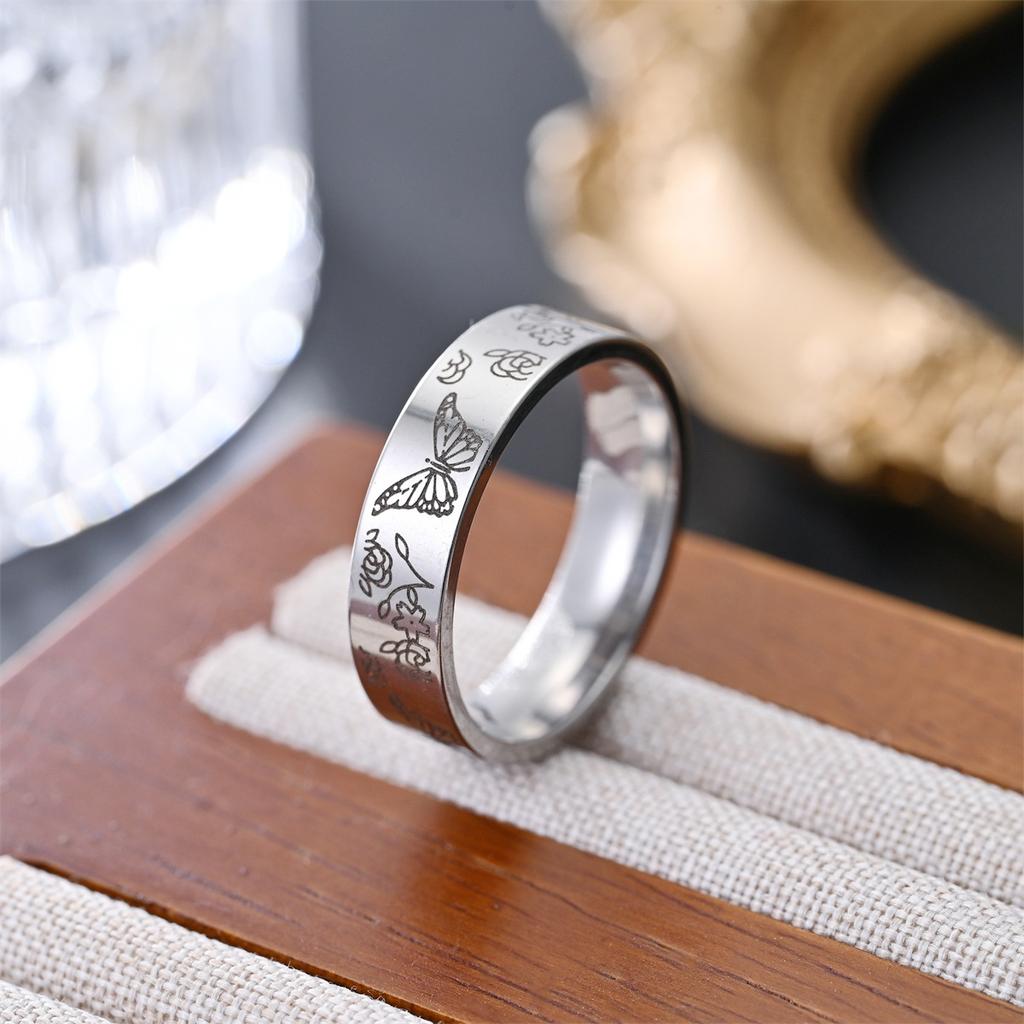 Titanium Steel Ring, Penguin, Butterfly Elephant, Mountain Forest, Wolf King Nature Leisure Ring