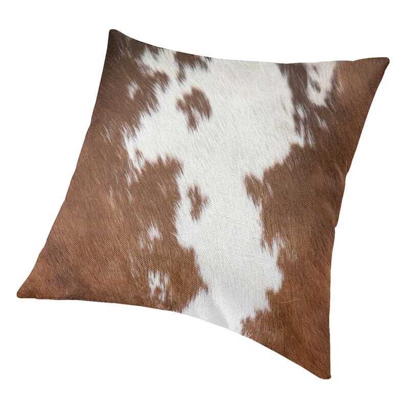 Nordic Cow Hide Spotted Skin Rindsleder Kissenbezug für Sofa, bedrucktes Polyester, Tierleder, Dekokissenbezug, Dekoration