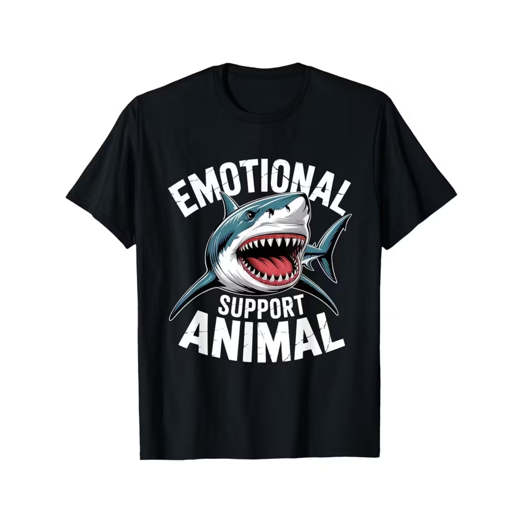 Shark Emotional Support Animal TShirt Funny Shark Retro Graphic Tee Suitable for Halloween S чёрный
