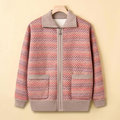 Middle-aged and Elderly People's Autumn and Winter Coats, Women's Grandmothers' Fashion Tops and Velvet Padded Mothers' Little Ladies' Sweaters.