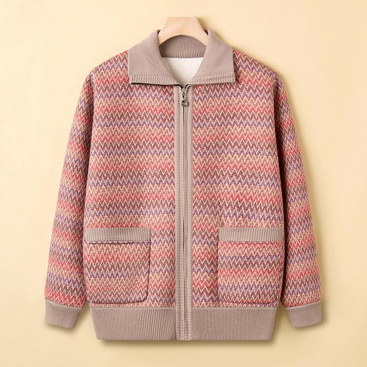 

Middle-aged and Elderly People s Autumn and Winter Coats, Women s Grandmothers Fashion Tops and Velvet Padded Mothers Little Ladies Sweaters. 5XL