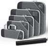 6PCS Travel Compressed Packing Cubes Travel  Storage Organizer Set with Shoe Bag Mesh Visual Luggage Portable Lightweight Suitcase Bag