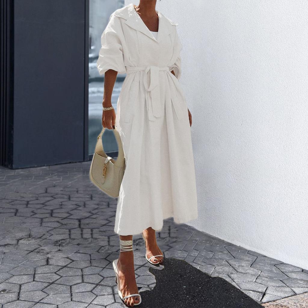 2025 Autumn/Winter New Collection, Women's Clothing, Fashionable Style, Long Sleeve, Solid Color, Medium To Long Length, Windbreaker Coat