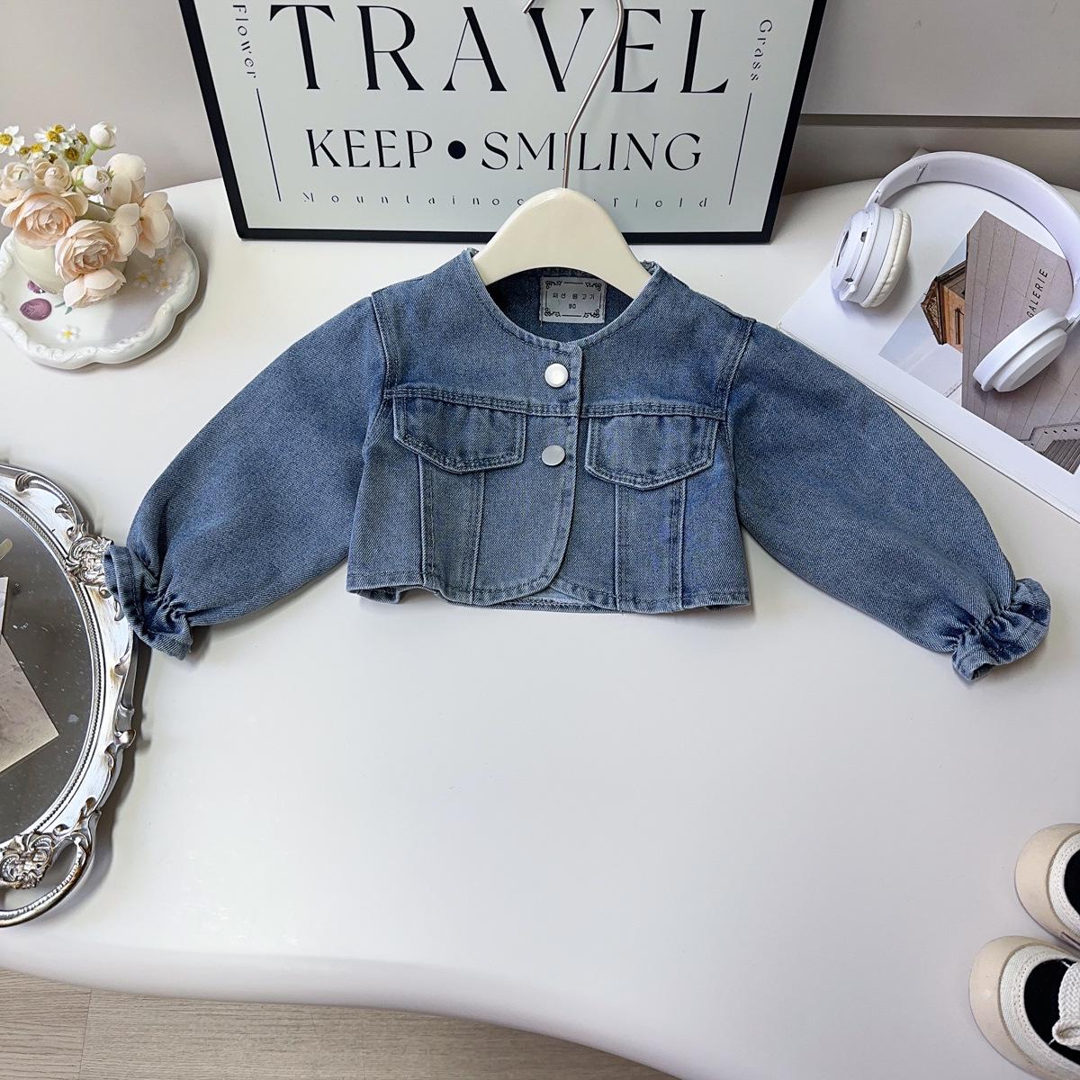 

Girls Floral Long Sleeve Denim Jacket Dress for Spring and Autumn, Model ACB022-ACB023 Size 110