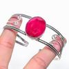 Ruby(Simulated) Gemstone 925 Sterling Silver Cuff Bangle Adjustable K7W52